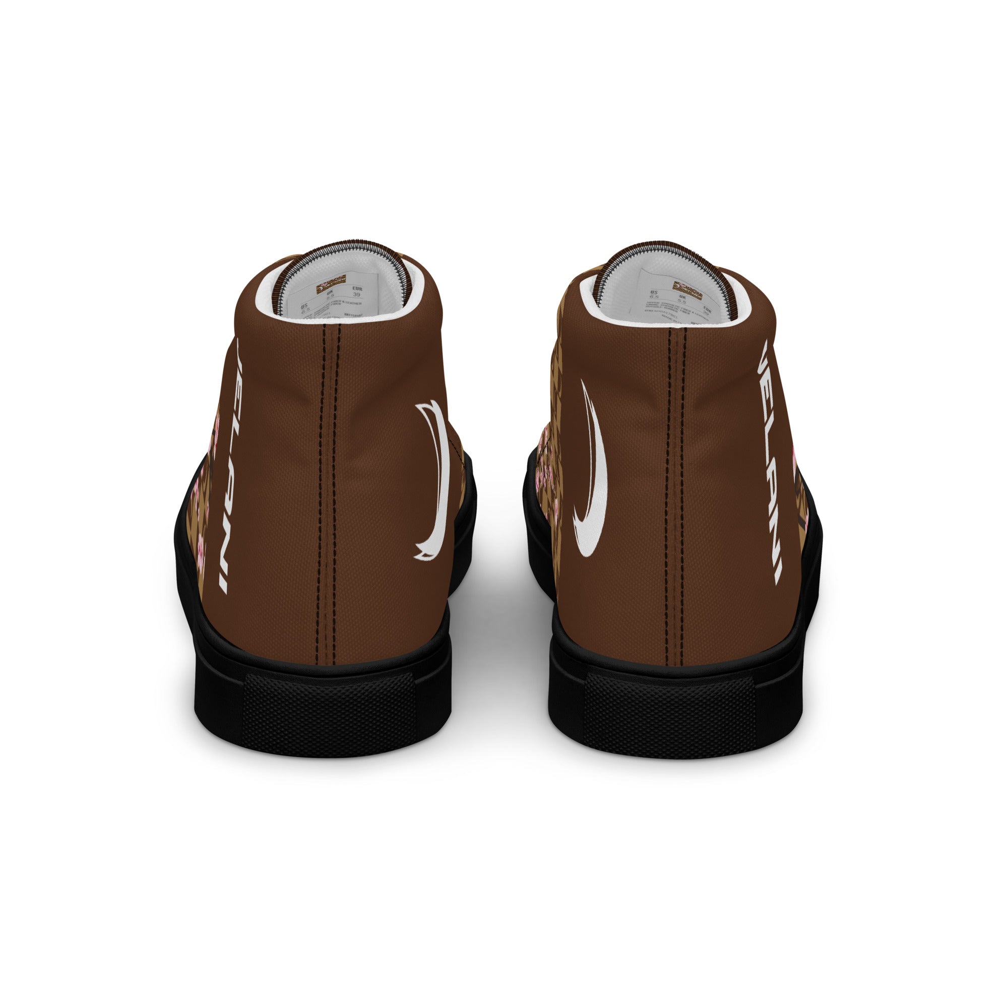 J-MOON Signature Chess Men’s High Top Canvas - Chocolate Cherry Blossom