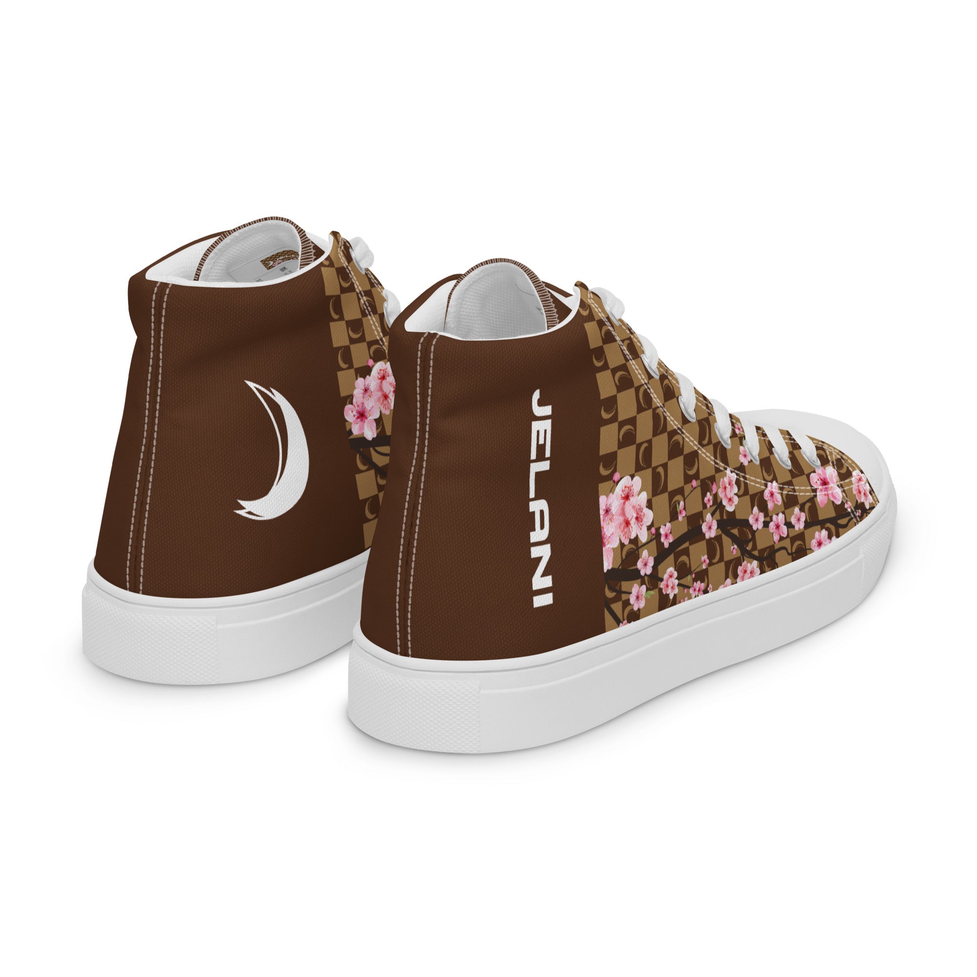 J-MOON Signature Chess Men’s High Top Canvas - Chocolate Cherry Blossom