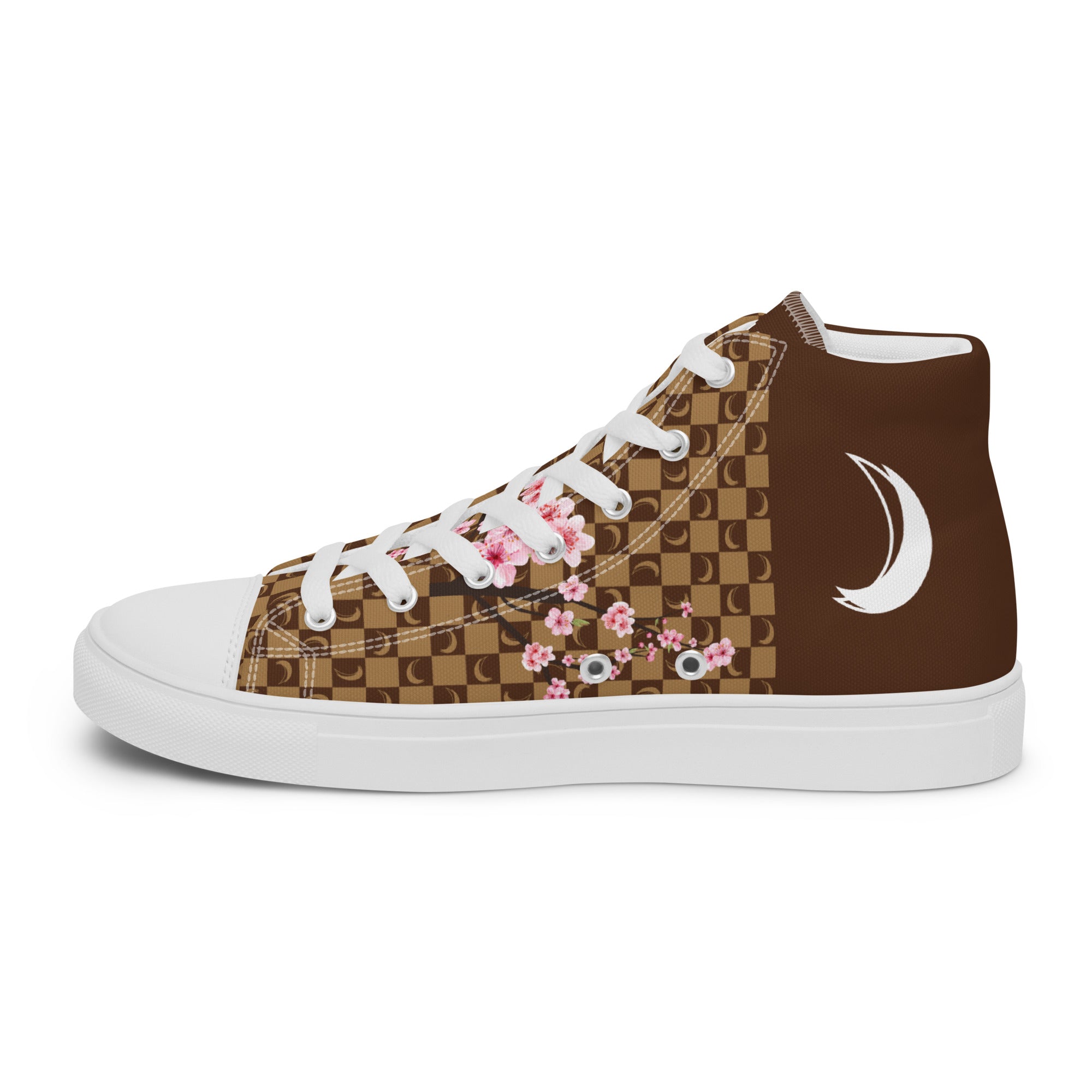 J-MOON Signature Chess Men’s High Top Canvas - Chocolate Cherry Blossom